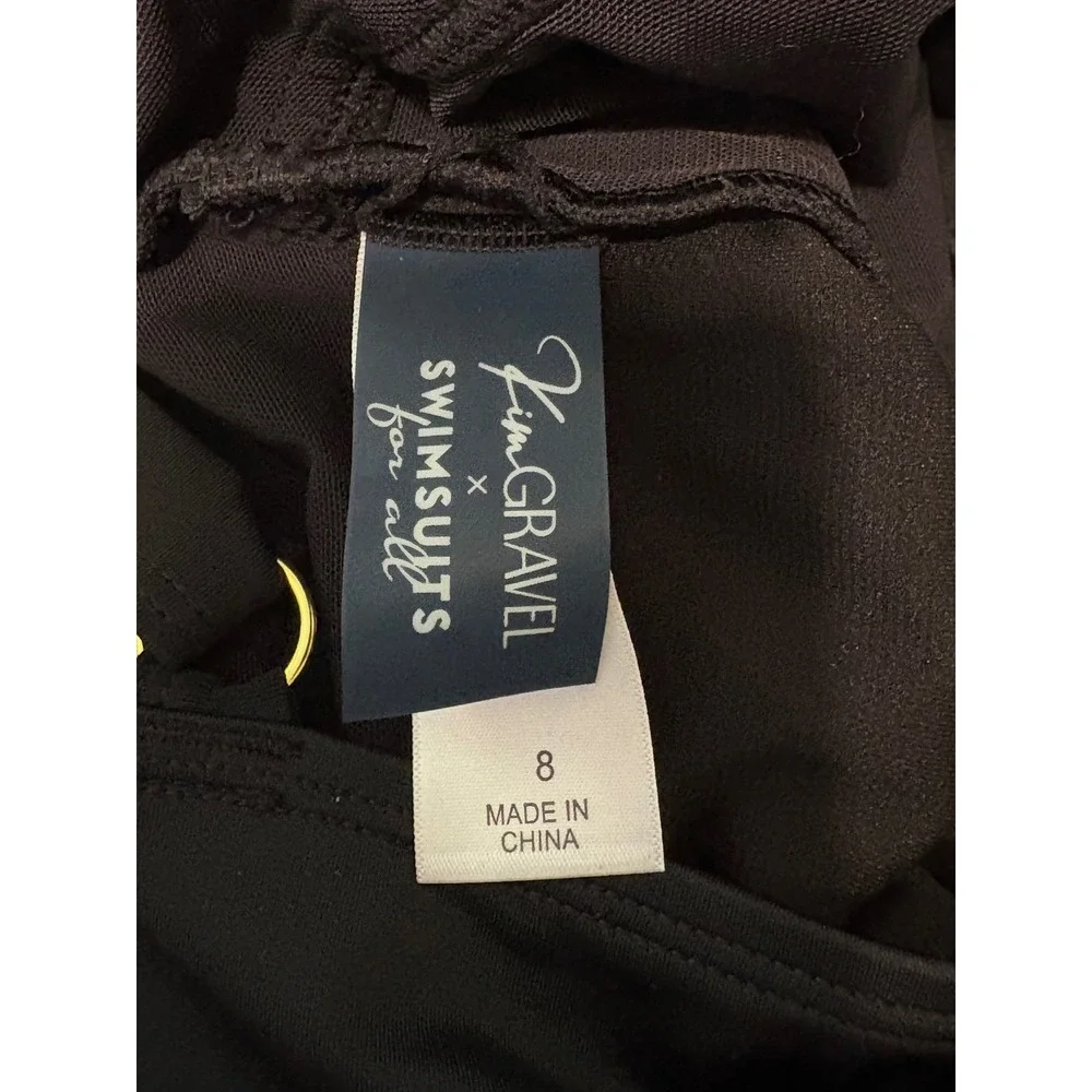 Kim Gravel x Swimsuits For All Black Ruched One Piece Swimsuit Size 8 NEW
